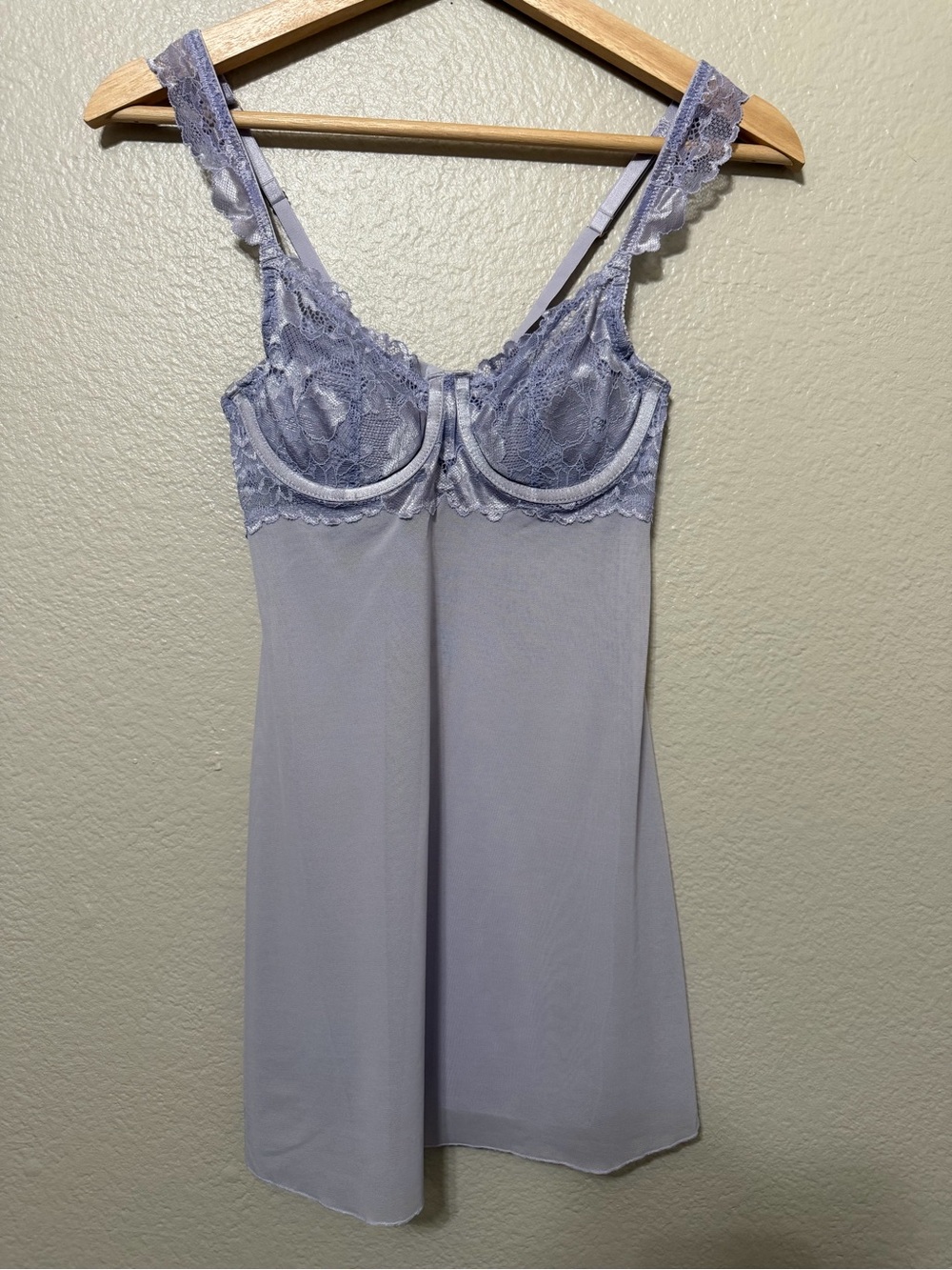 Babydoll Underwire Fairy Lingerie Lace Front slip sheer, Coquette Purple XS